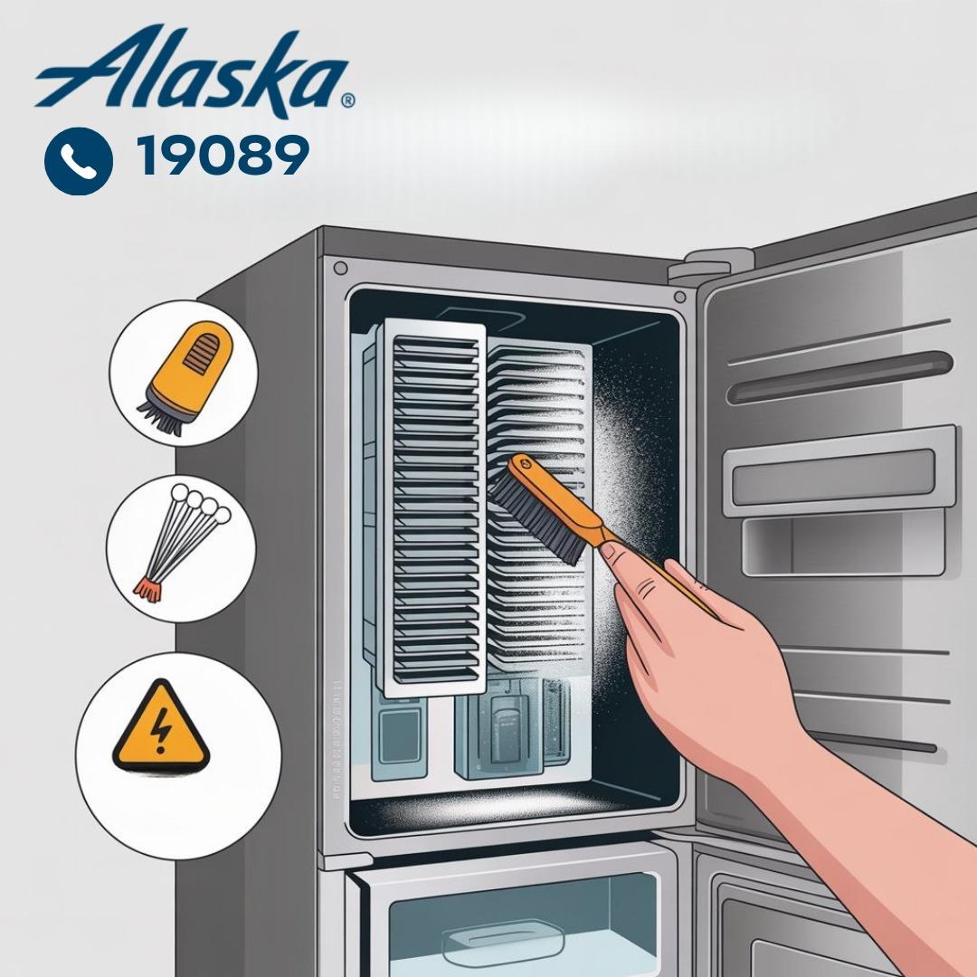 تنظيف فتحات التهوية والمكثف والضاغط بثلاجة الاسكا تنظيف فتحات التهوية والمكثف والضاغط بثلاجة الاسكا